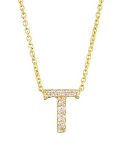 Shop Roberto Coin Tiny Treasures 18k Yellow Gold & Diamond Letter Pendant Necklace