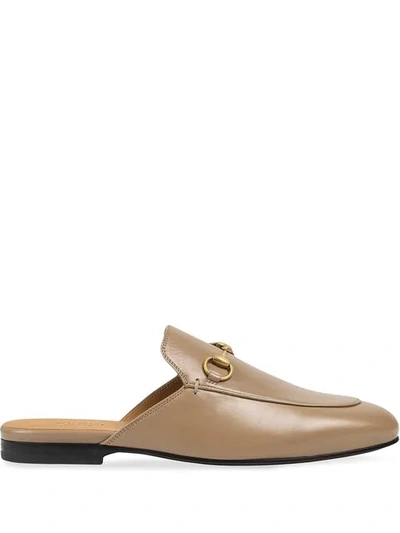 Shop Gucci Princetown Leather Mules In Brown