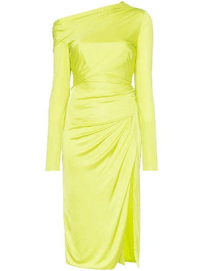 Shop Versace  Draped Midi Dress In A1529 Green