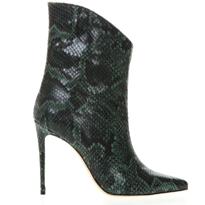 Shop Aldo Castagna Ankle Boot In Pythoned Green And Black Leather In Green/black