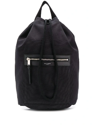 Shop Saint Laurent Drawstring Backpack In Black