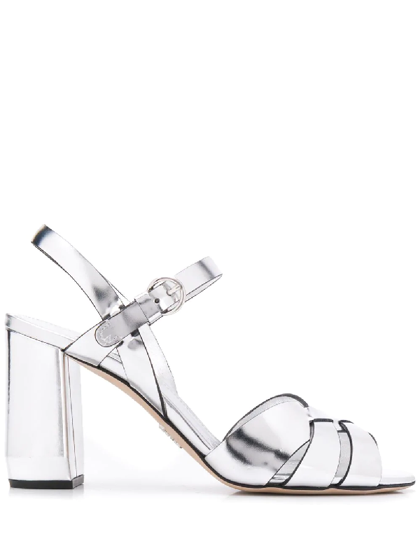 silver strappy mid heels