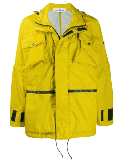 Shop Stone Island Hooded Lightweight Jacket - Yellow