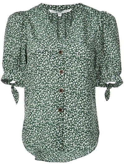 Shop Veronica Beard Floral Print Short-sleeved Shirt - Green