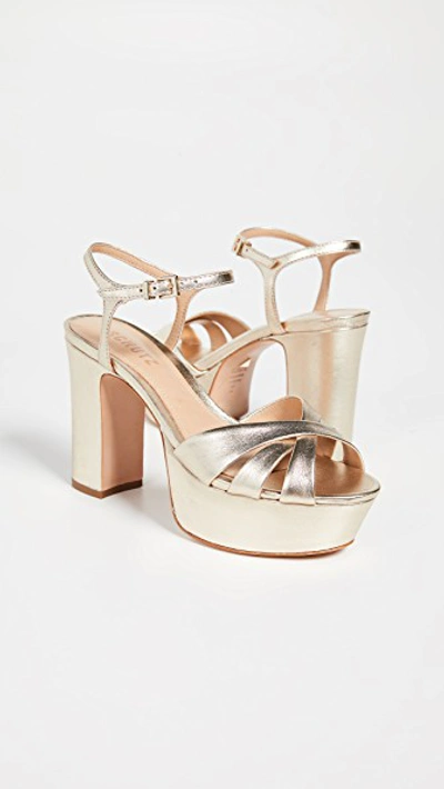 Schutz Keefa Platform Sandals In Platina