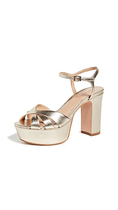 Schutz Keefa Platform Sandals In Platina