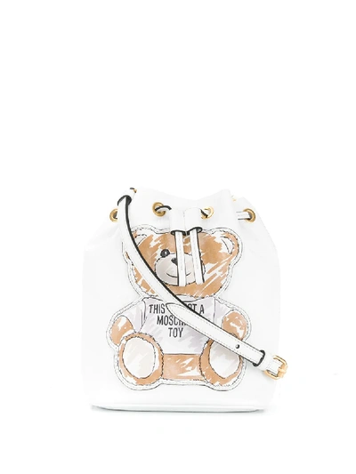 Shop Moschino Teddy Bear Bucket Bag - White