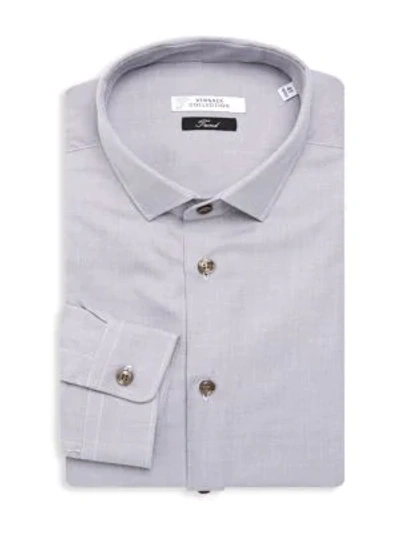 Shop Versace Textured Dress Shirt In Medium Grey