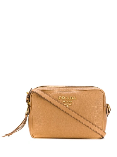 Prada Logo Camera Bag Embossed Leather Small Neutral 1573831