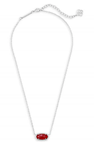 Shop Kendra Scott Elisa Birthstone Pendant Necklace In July/ruby Red/silver