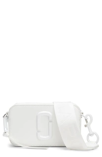 Shop Marc Jacobs Snapshot Leather Crossbody Bag - White In Moon White