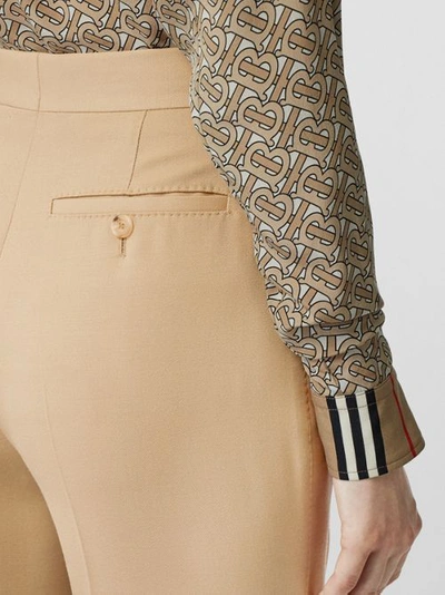Shop Burberry Wool Tailored Trousers In Honey
