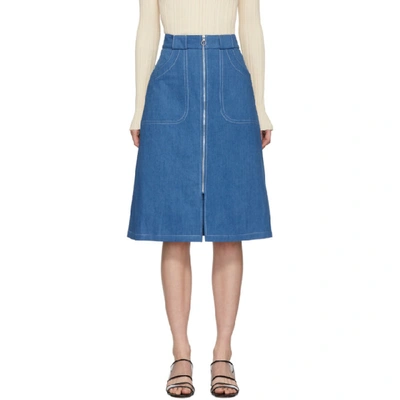 Shop A.p.c. Blue Denim Celeste Skirt In Ial Indigo