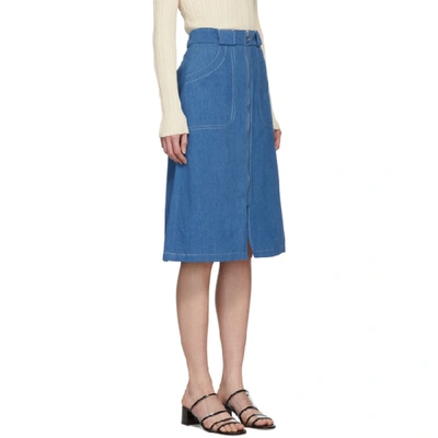 Shop Apc A.p.c. Blue Denim Celeste Skirt In Ial Indigo