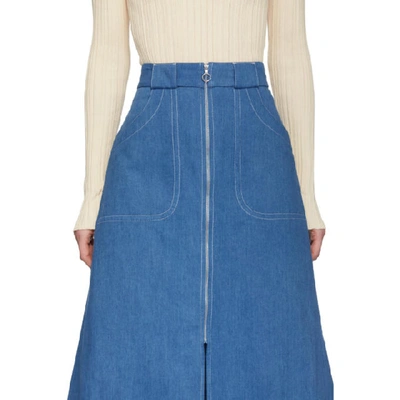 Shop Apc A.p.c. Blue Denim Celeste Skirt In Ial Indigo