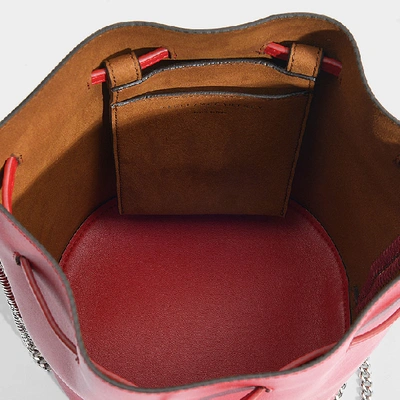 Shop Stella Mccartney | Mini Falabella Thin Chain Bucket Bag In Black Eco Leather In Red