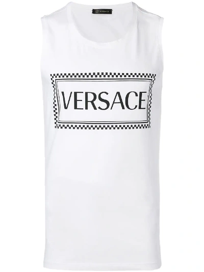 Shop Versace 90s Vintage Logo Tank - White