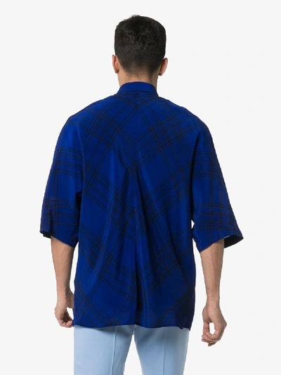 Shop Haider Ackermann Check Print Kimono Shirt In Blue
