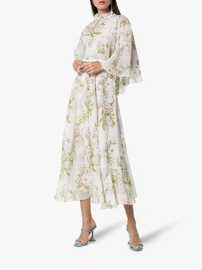 Shop Giambattista Valli Floral-print Silk Crepe De Chine Midi Dress In Multicolour