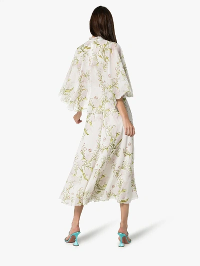 Shop Giambattista Valli Floral-print Silk Crepe De Chine Midi Dress In Multicolour