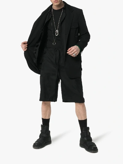 Shop Comme Des Garçons Homme Deux Comme Des Garçons Homme Plus Camo Print Jacquard Drawstring Wool Shorts In Black