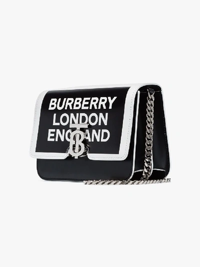 Shop Burberry Tb Logo Print Shoulder Bag In Black/white