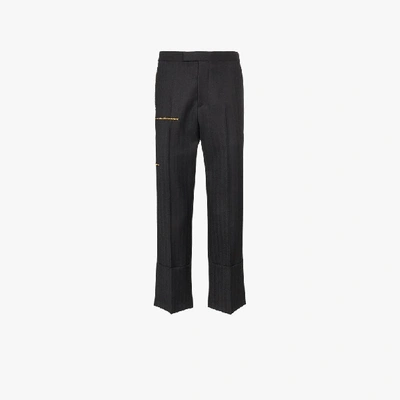 Shop Raf Simons Crystal Embellished Cropped Trousers In 00099 Black