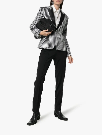 Shop Haider Ackermann Houndstooth Silk Blend Blazer Jacket In Black White