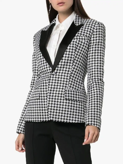 Shop Haider Ackermann Houndstooth Silk Blend Blazer Jacket In Black White