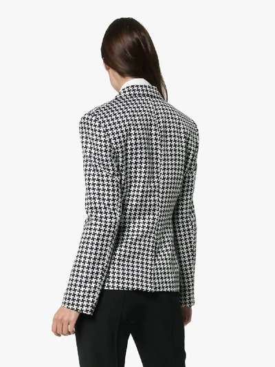 Shop Haider Ackermann Houndstooth Silk Blend Blazer Jacket In Black White