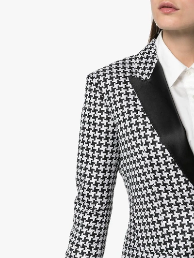 Shop Haider Ackermann Houndstooth Silk Blend Blazer Jacket In Black White