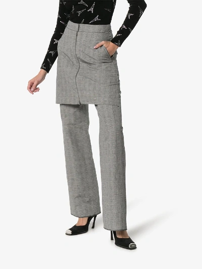 Shop Delada Front Zip Skirt Slim Leg Trousers In Grey