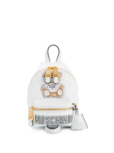 Shop Moschino Mini Teddy Bear Backpack - White