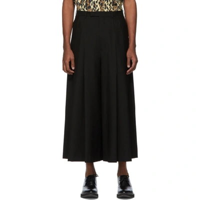 Black 2tuck Cropped Wide Trousers In 25 Black