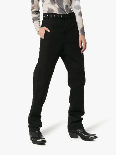 Shop Ambush Chino Straight Leg Cotton Trousers In Black