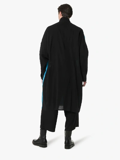 Shop Yohji Yamamoto Portrait And Text Print Shirt In 101 Blue/black