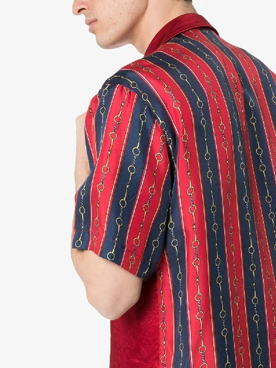Shop Gucci Striped Chain Print Shirt In 6229 Red