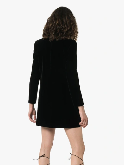 Shop Saint Laurent High-neck Sequin-embellished Velvet A-line Dress In Black