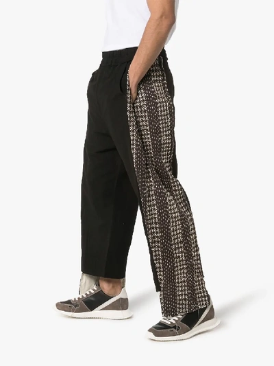 Shop By Walid Cross Stitch Cropped Cotton And Linen Trousers In Black