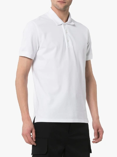 Shop Givenchy Embroidered Logo Polo Shirt In 100 White