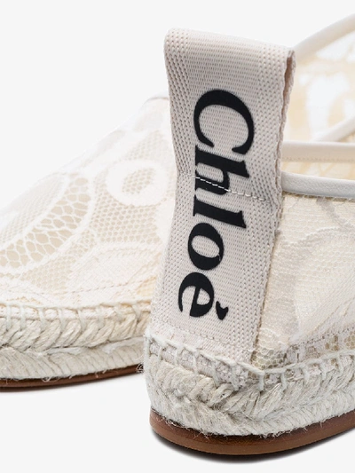 Shop Chloé Woody Lace Logo Espadrilles In 6j1 Mild Beige