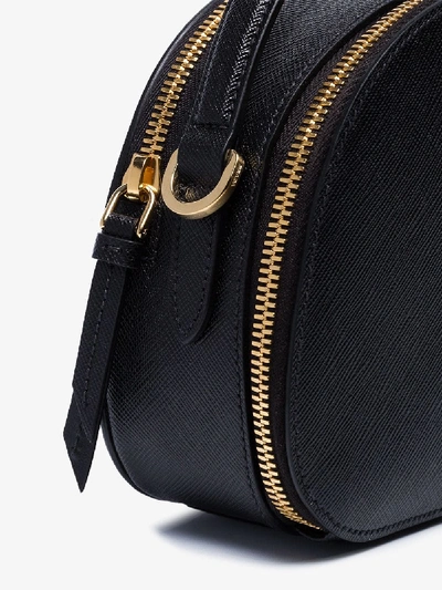 Shop Prada Black Brique Leather Shoulder Bag In F0002 Black