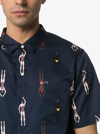 Shop Thom Browne Swimmer Print Shirt In Blue