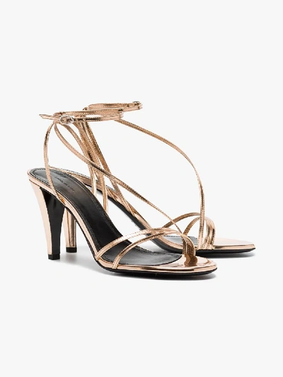 Shop Isabel Marant Gold Arora 85 Strappy Leather Sandals In Rosegold