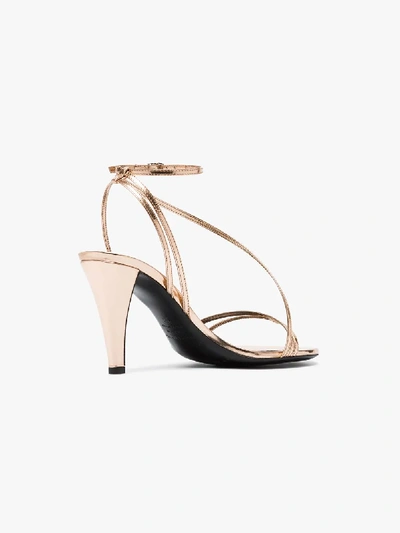 Shop Isabel Marant Gold Arora 85 Strappy Leather Sandals In Rosegold