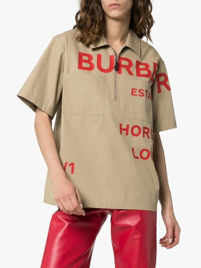 Shop Burberry Logo-print Cotton Shirt In 27200