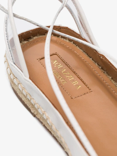 Shop Aquazzura White Slingback Ankle Tie Leather Espadrille Flats