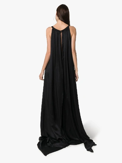 Shop Ann Demeulemeester Long Silk Semi-sheer Sleeveless Gown In Black