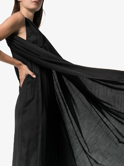 Shop Ann Demeulemeester Long Silk Semi-sheer Sleeveless Gown In Black