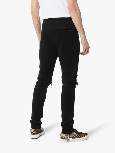 Shop Amiri Zip Pocket Distressed Detail Cotton Track Pants In Black